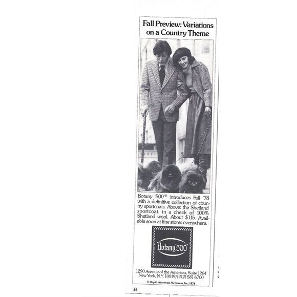 Botany 500 Mens Shetland Sportcoat Print ADVERT Fall 78 Collection AD - Picture 2 of 2